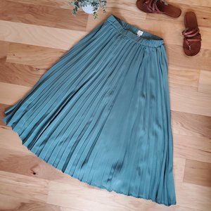Pleated teal maxi skirt - Medium